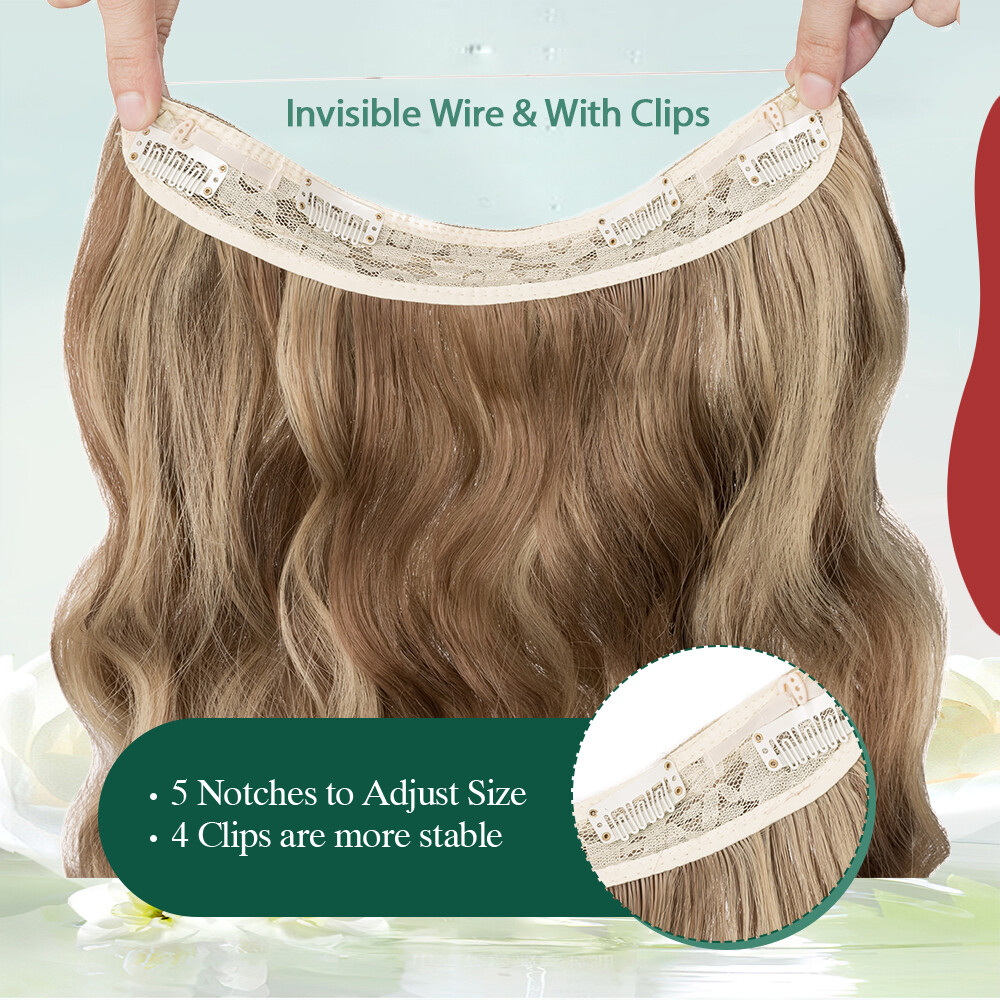 Real Natural as Human Invisible Wire in Hair Extensions Wavy One Piece Nano Ring