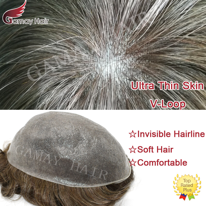 Ultra Thin Skin Mens Toupee Hairpiece Invisible Poly PU Hair Replacement Systems