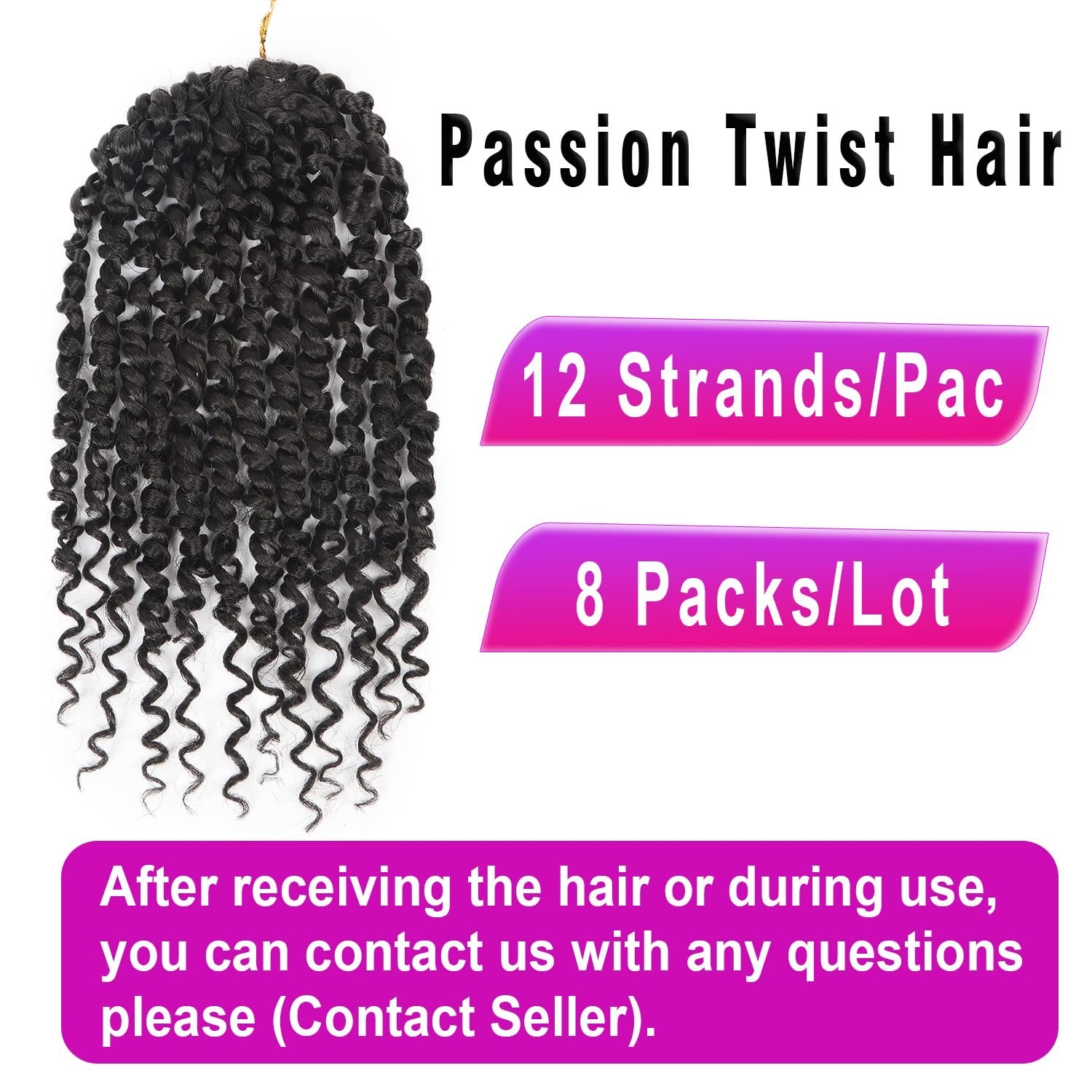 8 Pack Passion Twist Crochet Hair 10 Inch Pre-twisted Short Crochet Passion T…