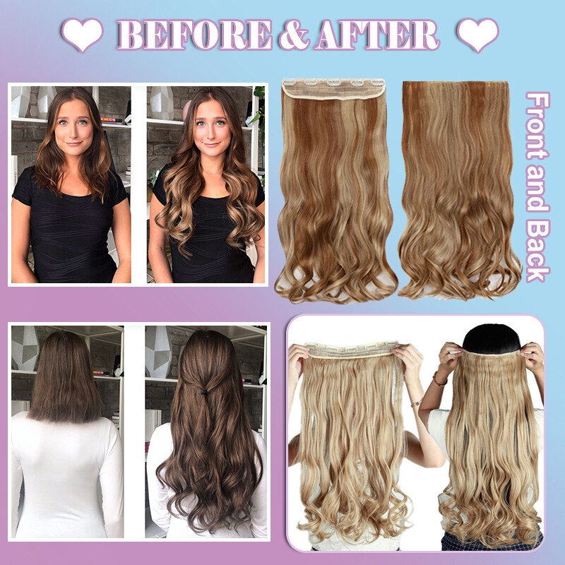 One Piece Clip in Hair Extension 5Clips Full Head Thick as Human Highlight Ombre