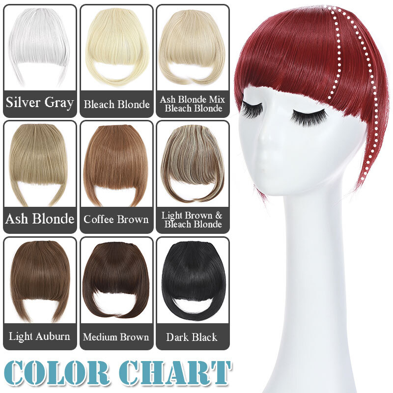French Fringe Bangs Front Forehead Hairpiece Clip in Hair Extensions As Human