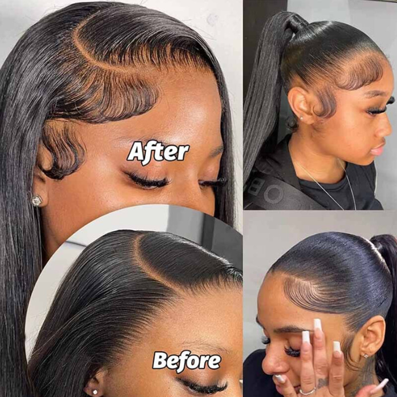 Swiss Lace Edges Baby Hair Stripes Pieces 100% Virgin Human Hair Extensions 2PCS