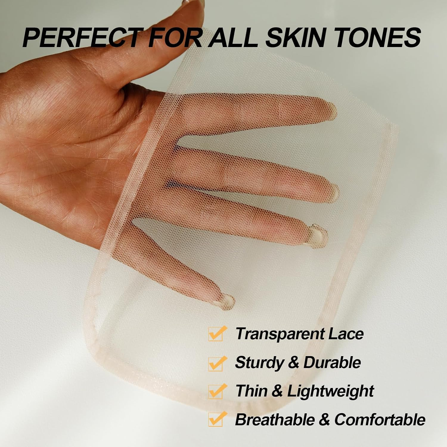 4×4 Transparent Lace for Wig Making, 5 Pieces Lace Net Base for Making Closure W