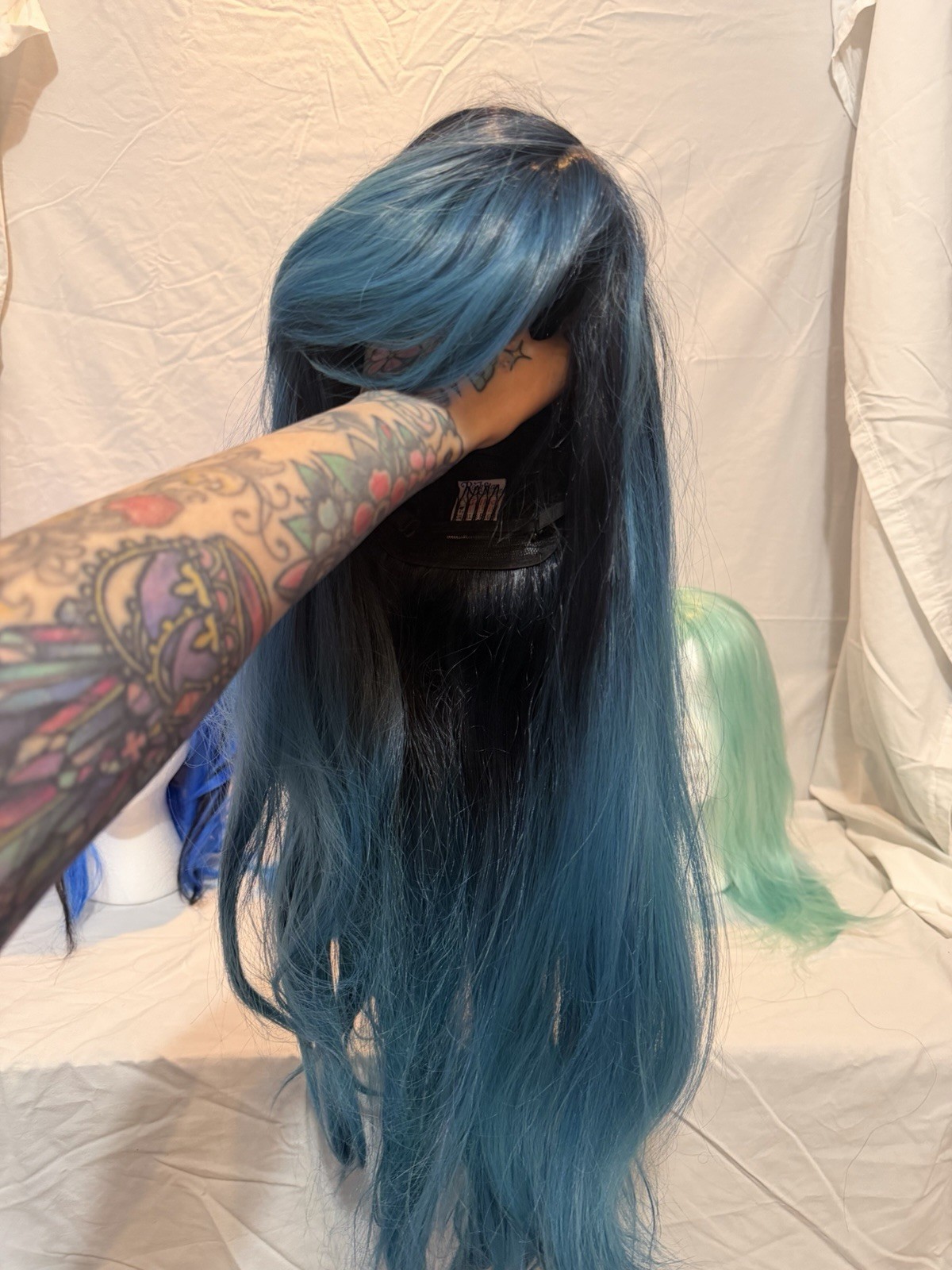 Lot Of 5 Blue Synthetic Wigs Costume Cosplay Party Wig