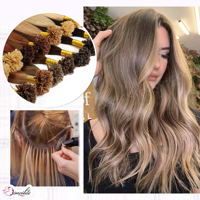 200 Pre Glue Bond U Nail Tip Straight Remy Human Hair Extensions Pre Bonded Glue