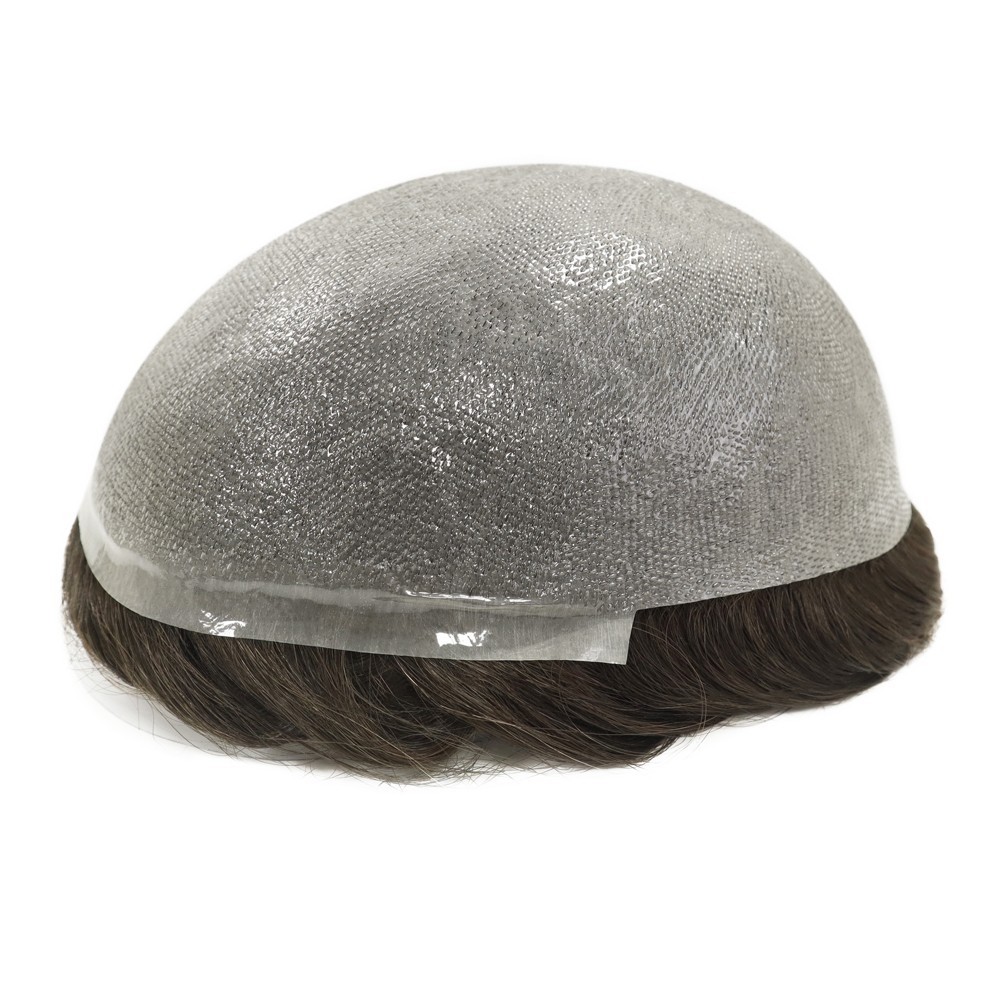 Toupee Mens Human Hair Replacement System 0.02mm Ultra Thin Skin Hairpieces #3