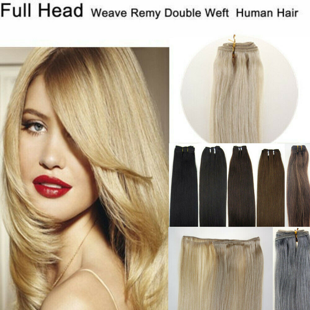 Sew in Wefts Hair Extensions 100% Real Human Hair Double Weft Bundles 16-30inch