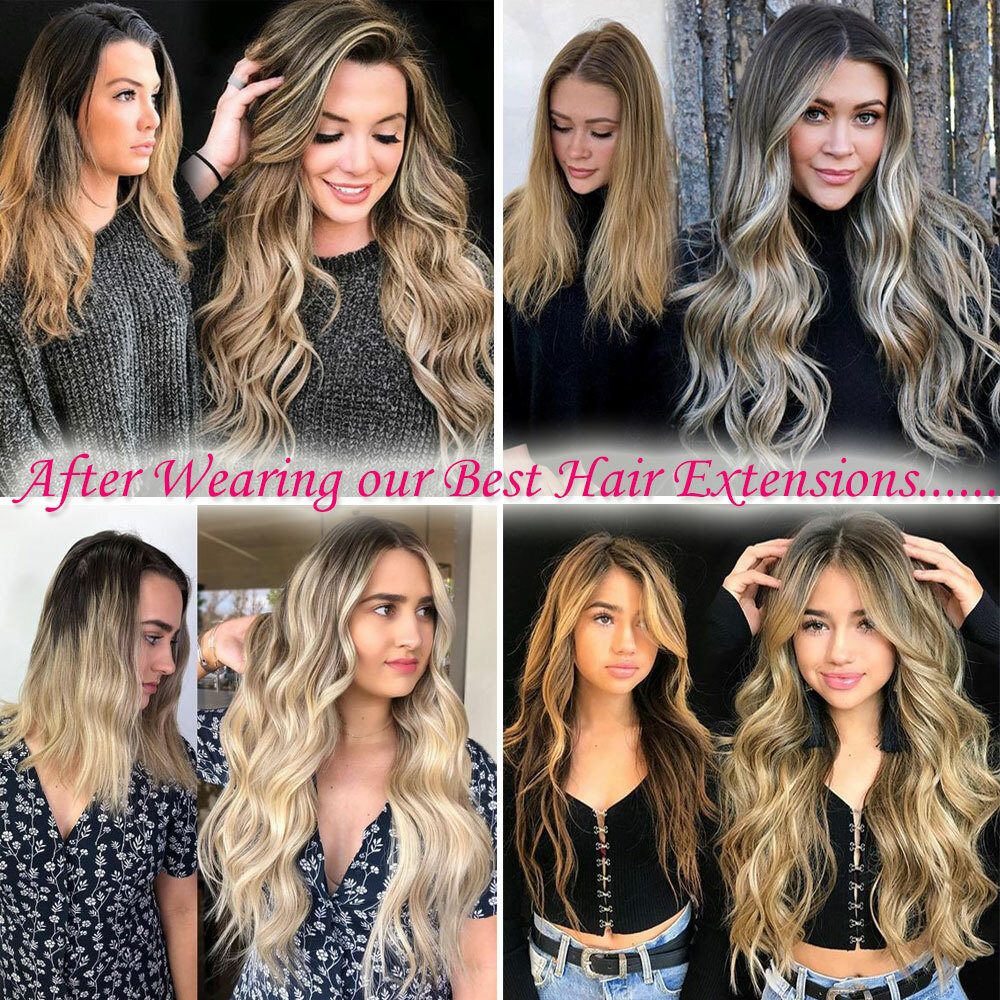 170G THICK Clip In Double Weft 100% Real Human Remy Hair Extensions Full Head