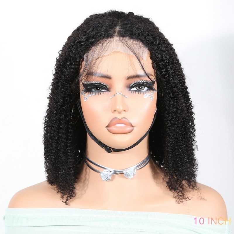Afro Kinky Curly Human Hair Wig for Black Women 13X4T Lace Front Wigs Side Part
