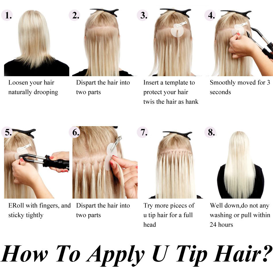 100G Pre Bonded Nail U-Tip Keratin 100% Real Human Hair Extensions 200S 16″-24″