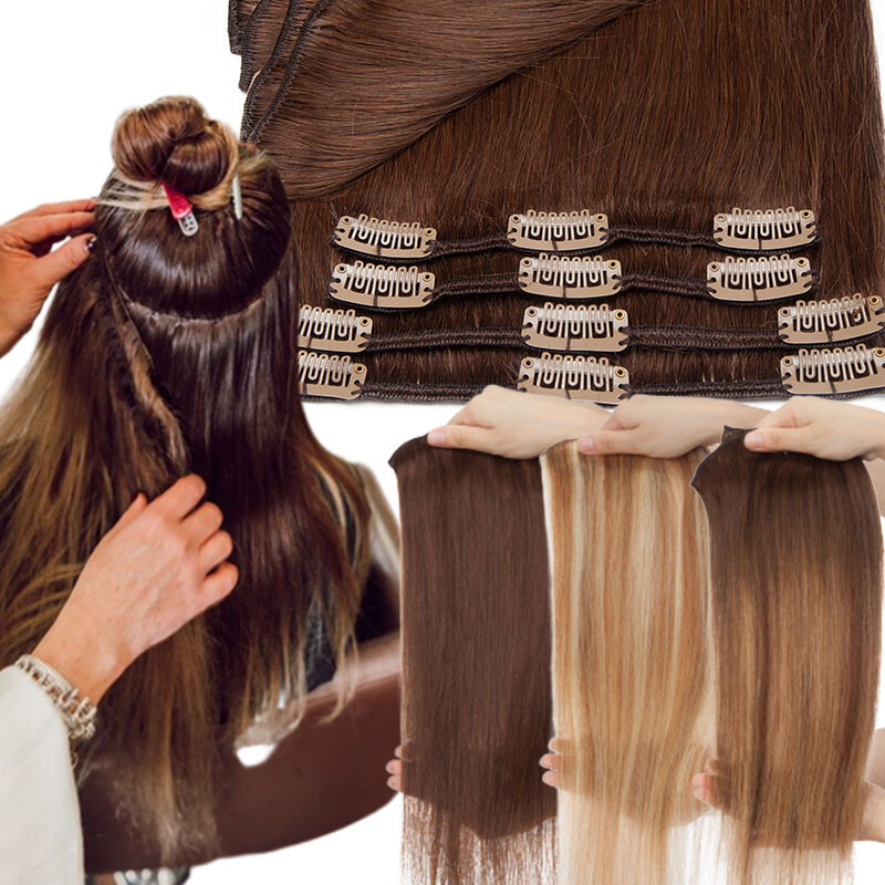 CLEARANCE Clip In 100% Real Human Remy Hair Extensions Full Head Highlight LONG
