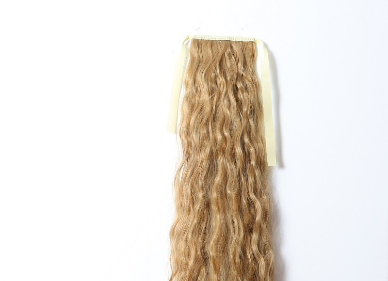 33in 140g Curly 85cm As Human Hair Extensions Corn Wave Ponytail Hairpiece Black