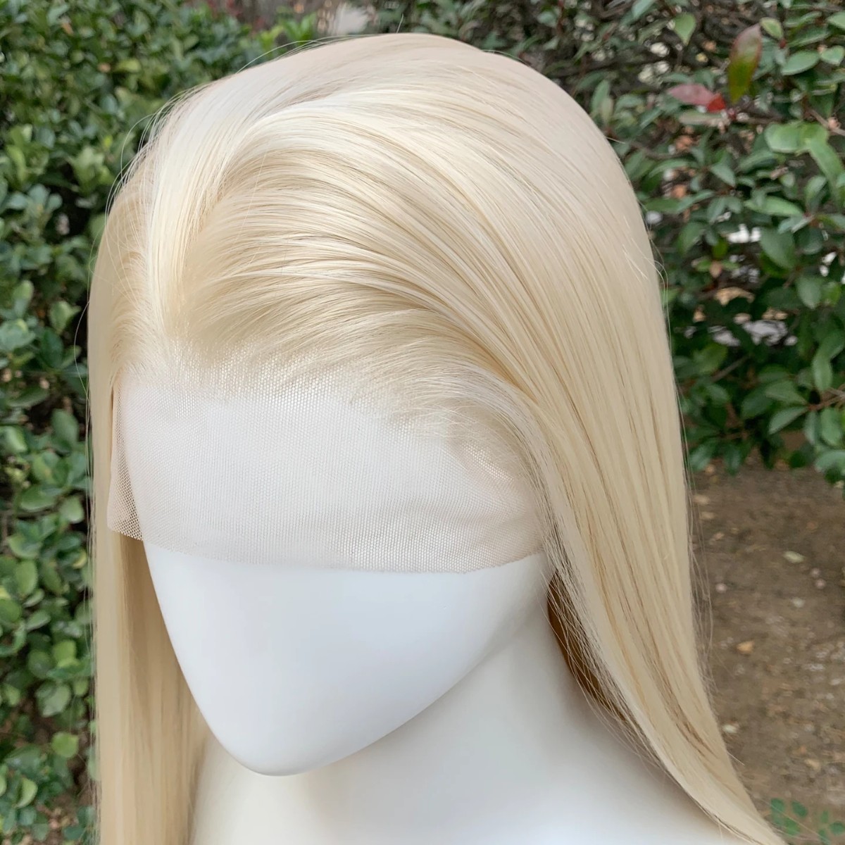 Lace Frontal Wig Bleach blonde Pre Plucked Long Straight Synthetic Hair