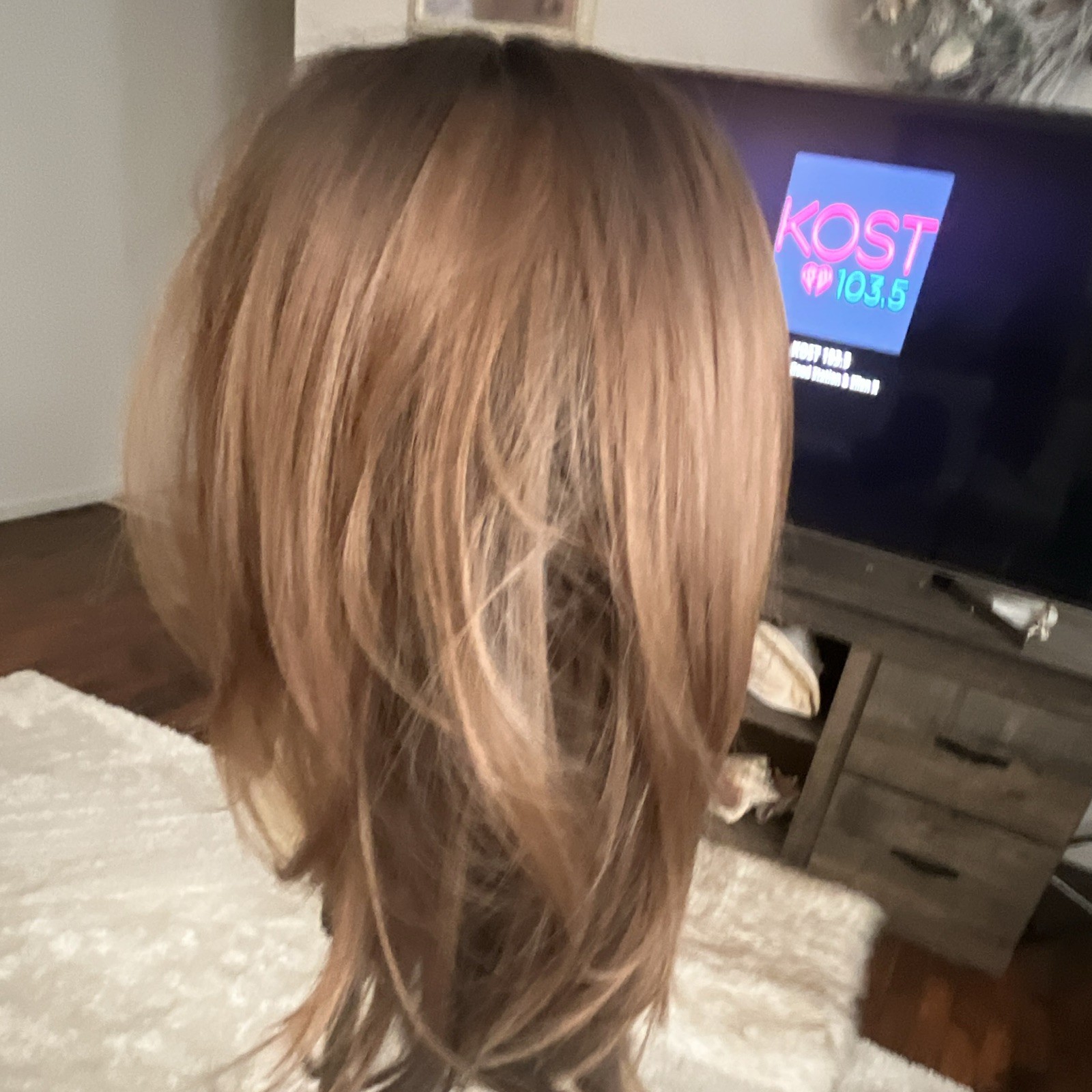 Women Straight Light/Medium Brown Wig with Bangs, Natural Theme