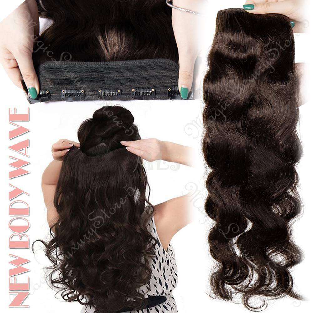 One Piece 5 Clips Human Hair Extensions Clip In 3/4 Full Head Highlight Straight