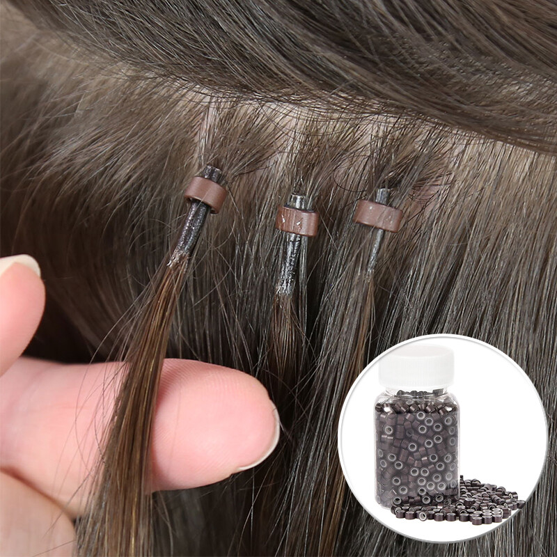 500PCS Silicone Micro I Tip Ring Beads 5/6mm for I Tip Hair Extensions Kits Tool