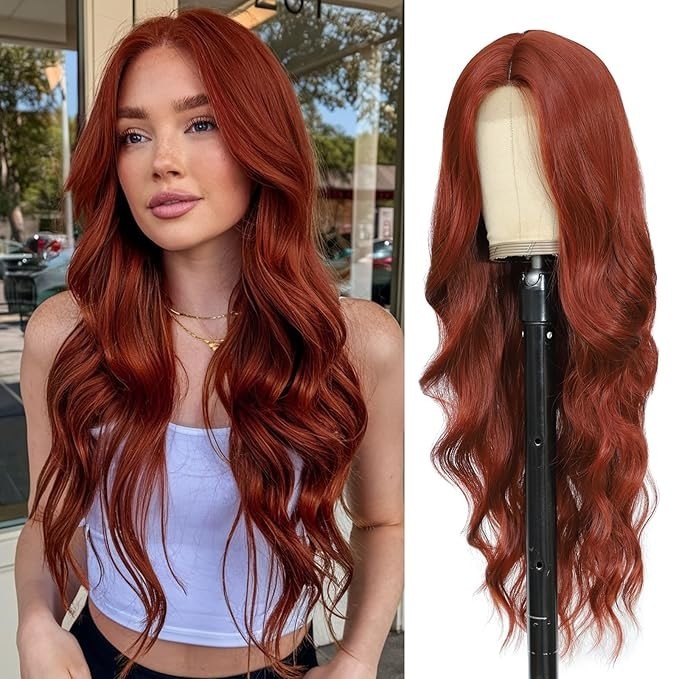 Auburn Long Curly Wavy 26in Premium Hair