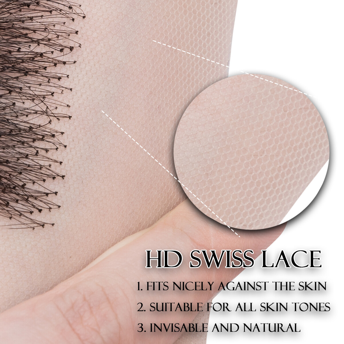 Natural Virgin 100% Real Human Hair Baby Hair Swiss Laced Hairline Edges Stripes