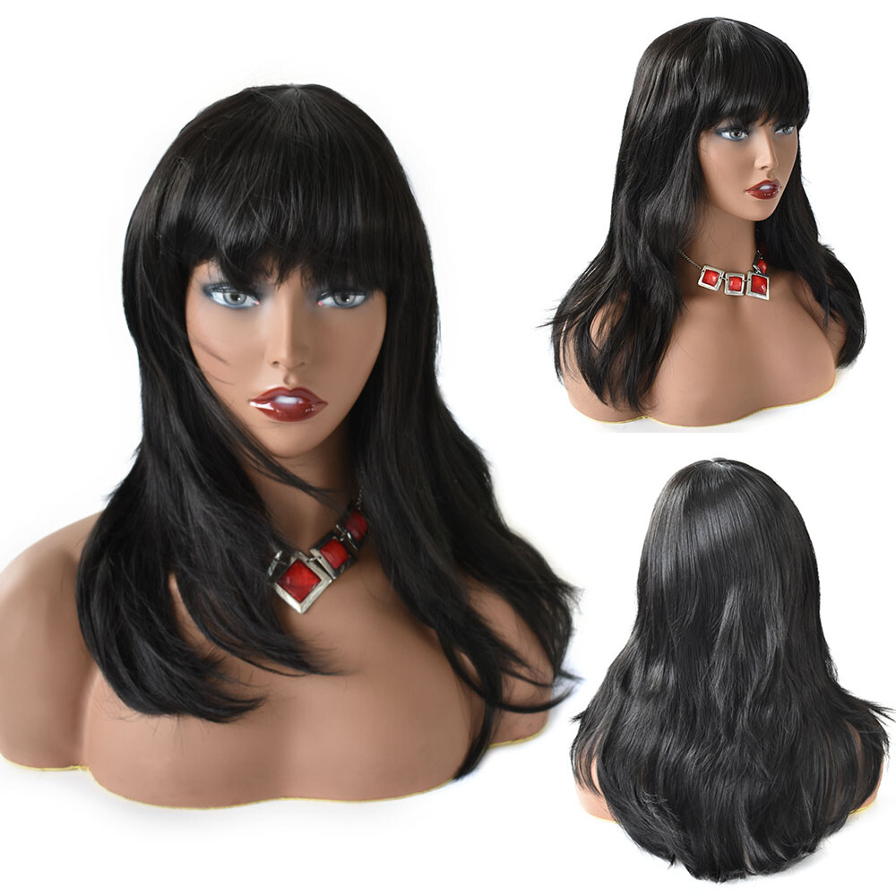 Layered Long Synthetic Hair Machine Made Wig for Women Premium Quality Natural