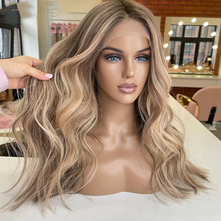 Highlight Ash Blonde Body Wave Remy Human Hair for Women 13×4 Lace Front Wig