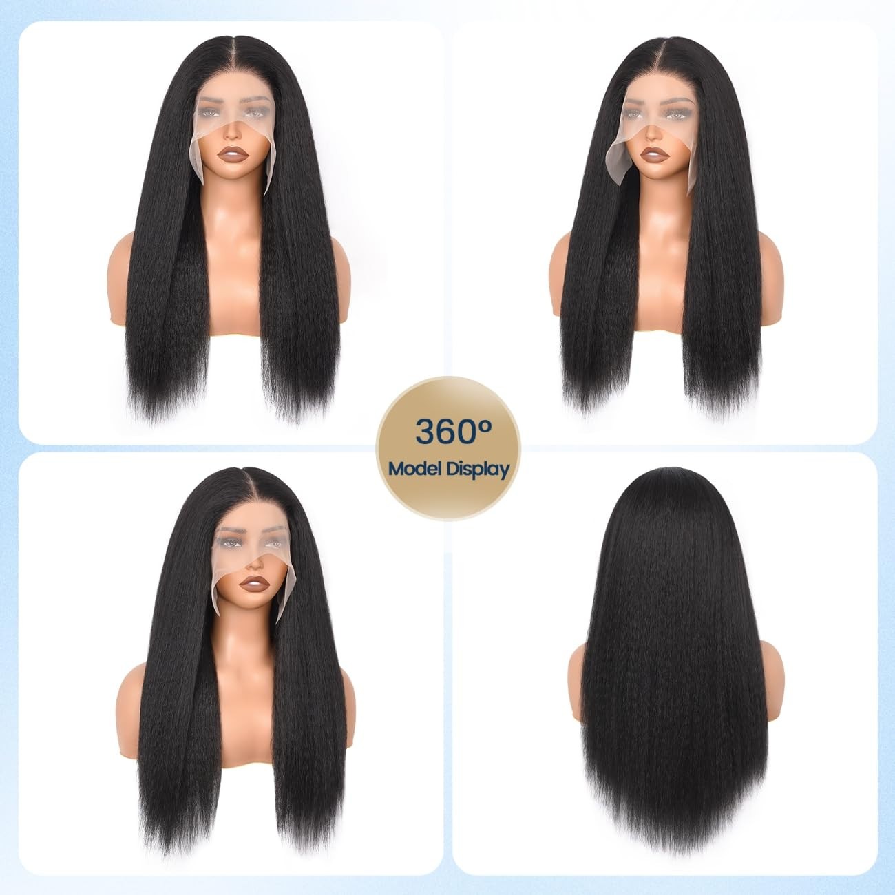 13×6 Natural Color Kinky Straigh Transparent Lace Human Hair