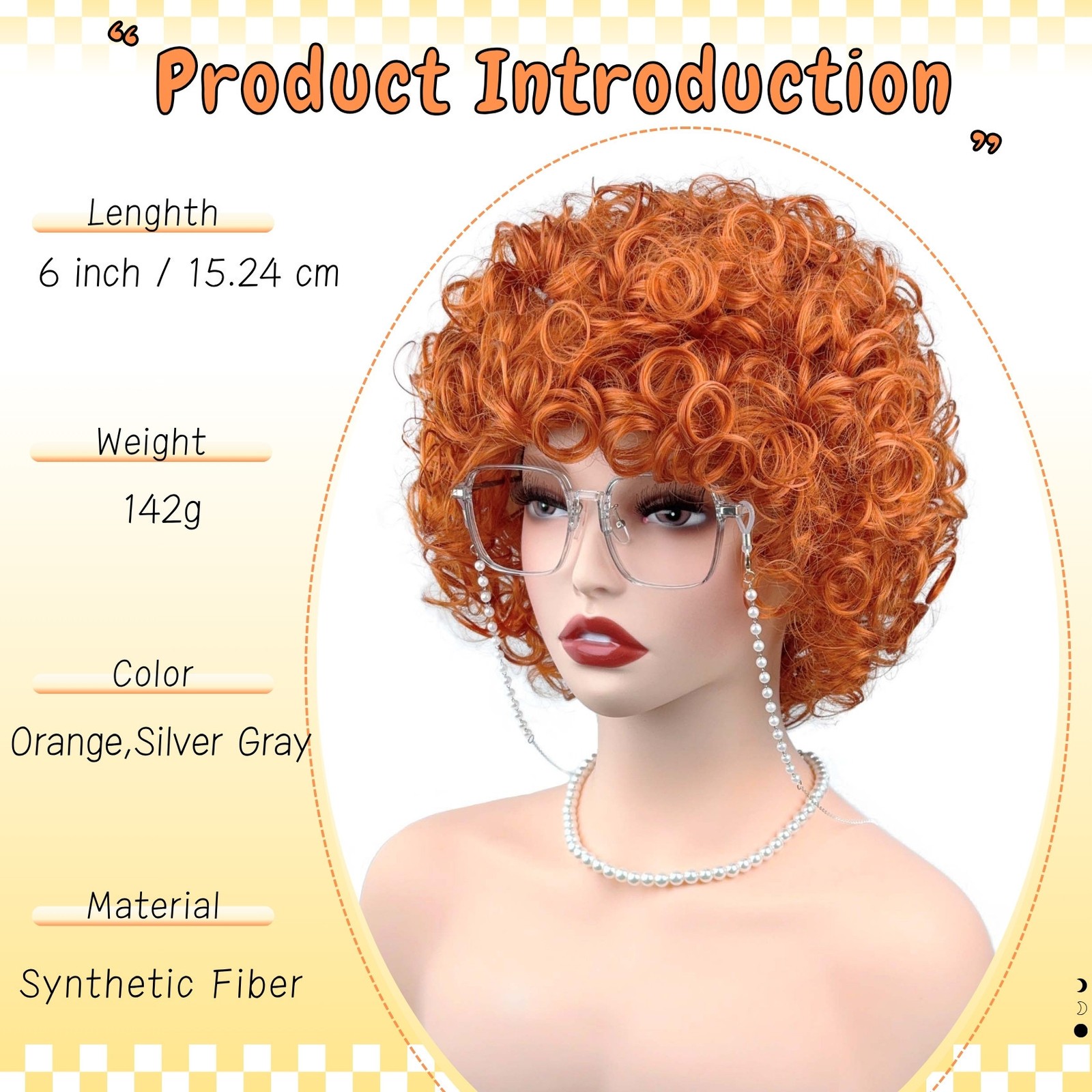 6in Women’s Short Curly Synthetic Wig Heat Resistant Cosplay Halloween Party