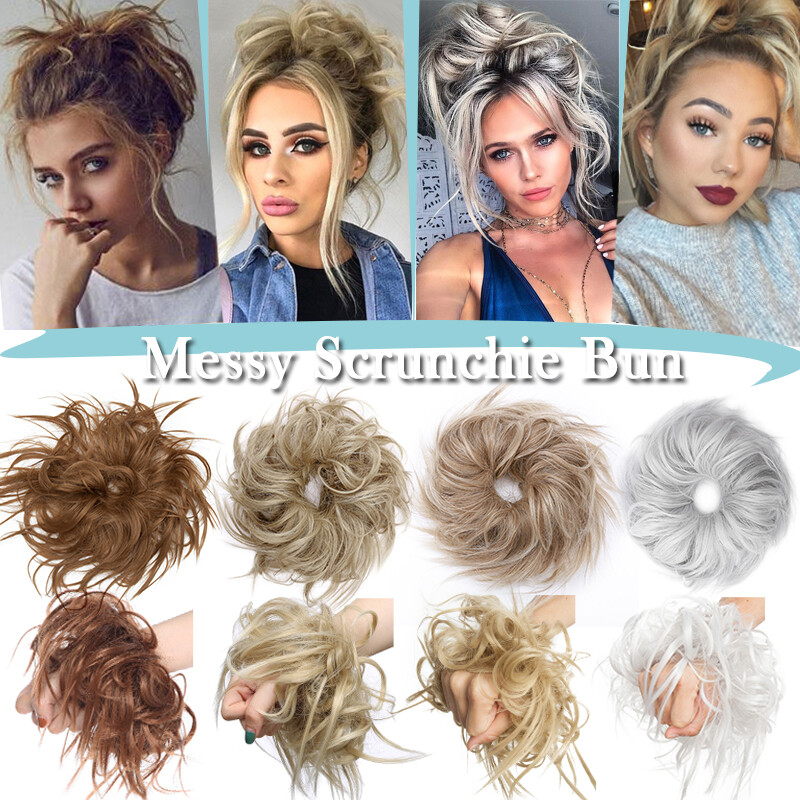 X-LARGE THICK Messy Bun Hair Piece Scrunchie Curly Wrap Hair Extensions as Human