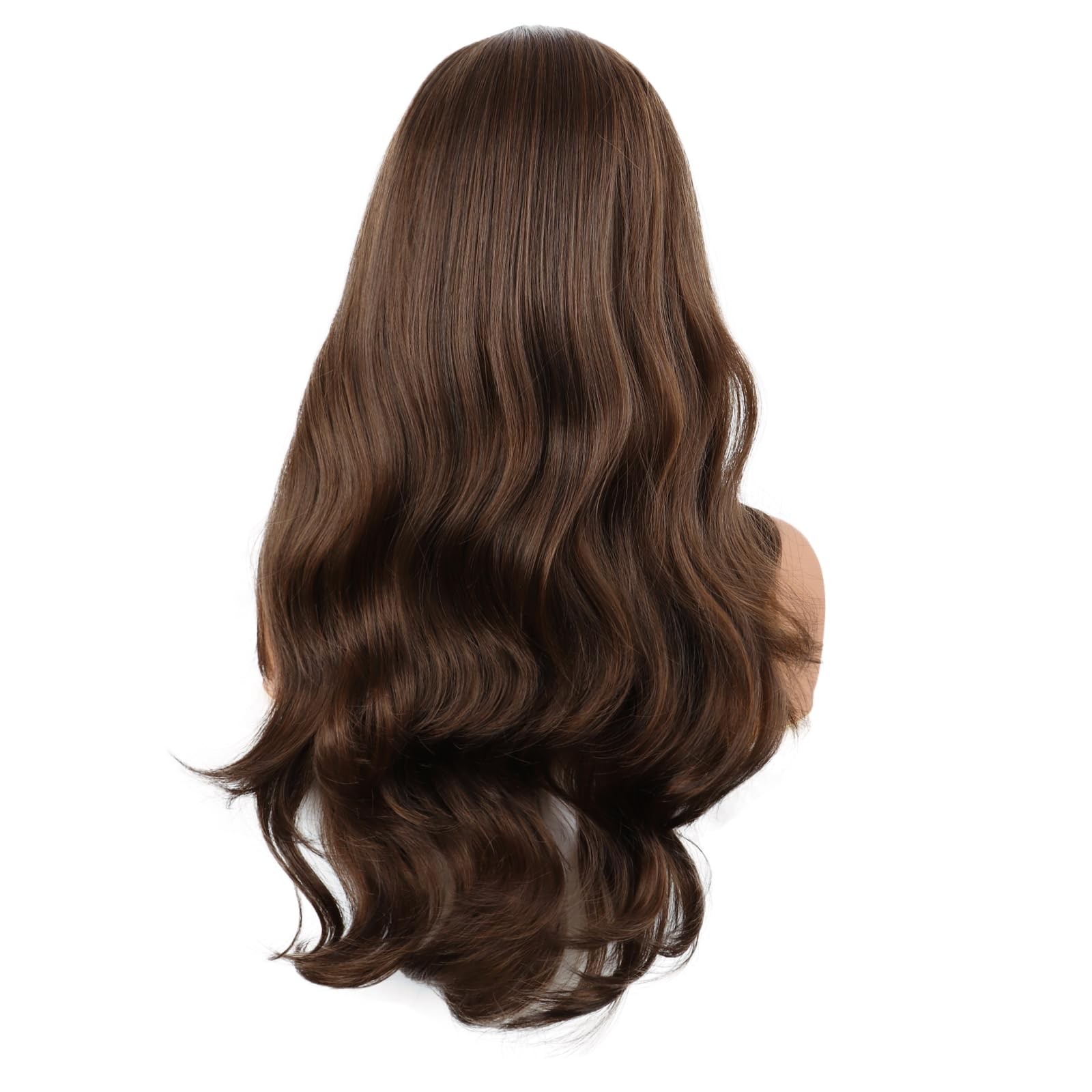 26 Inch Fashion Long Layered Side Bangs Wavy Curly Wig, Brown