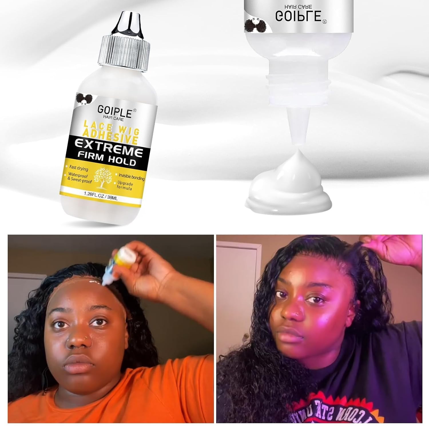1.28oz Floral Scented Wig Glue: Easy Application Kit with Remover & Dual Brushes