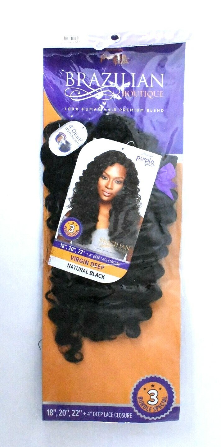 Brazilian Women 4” Virgin Deep Lace Closure Natural Black Curly Hair Wig