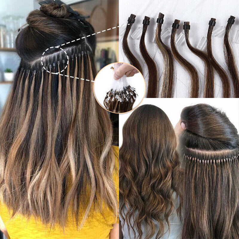 Micro Ring Loop Hair Extensions Real Human Hair Micro Beads Link Thick Remy Hair