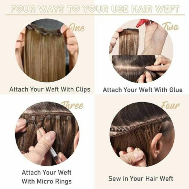 Sew in Weft Human Hair Extensions Double Weave Real Human Hair Bundles Straight