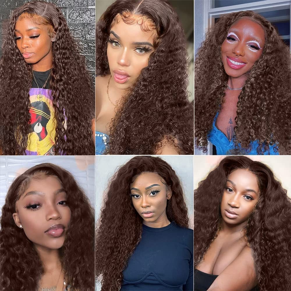 Ubinica Chocolate Brown 4 Human Hair Bundles 18 20 22 Inch Jerry Curly Bundles