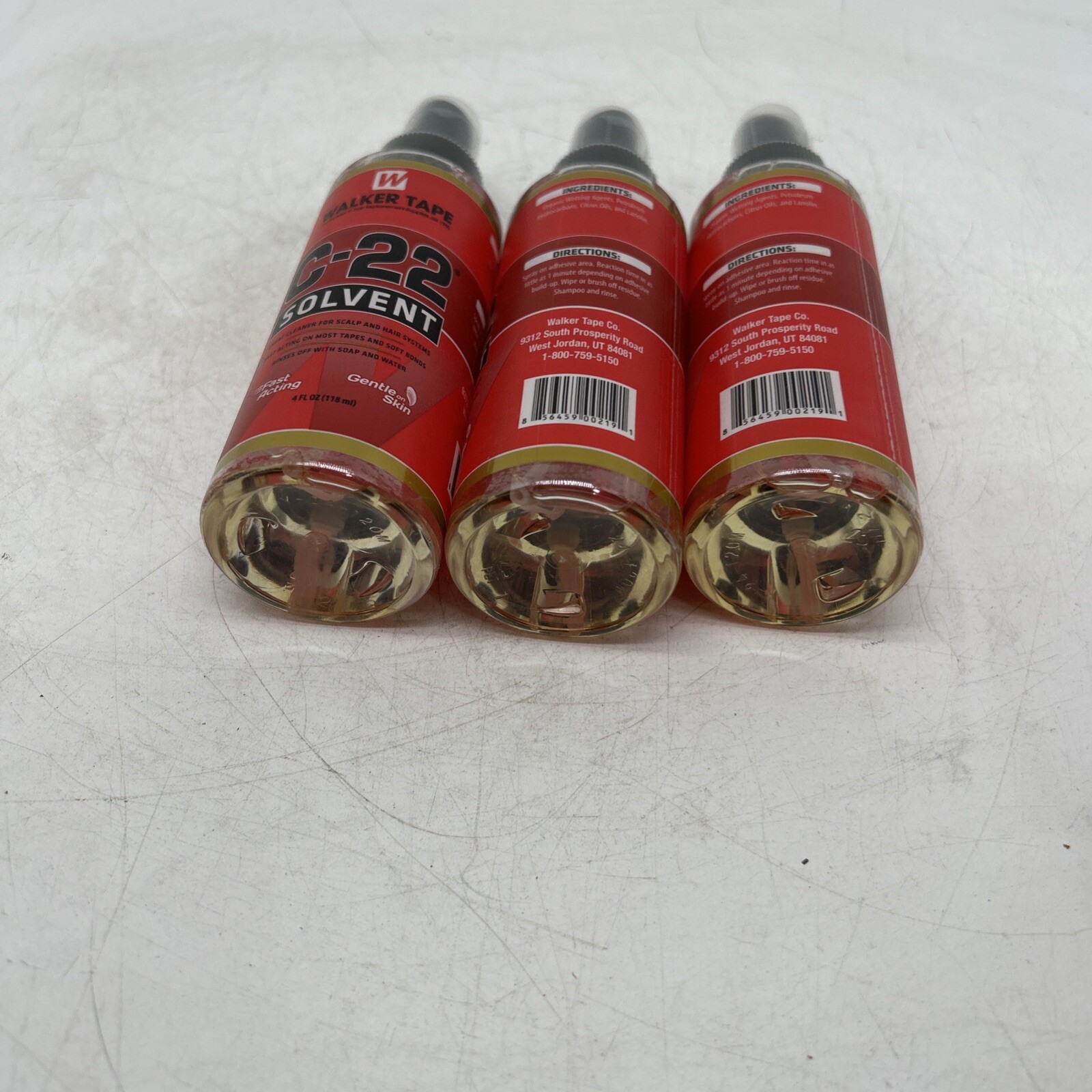 WALKER TAPE C-22 SOLVENT ADHESIVE REMOVER FAST ACTING ( 3 Bottles) 4 OZ Each