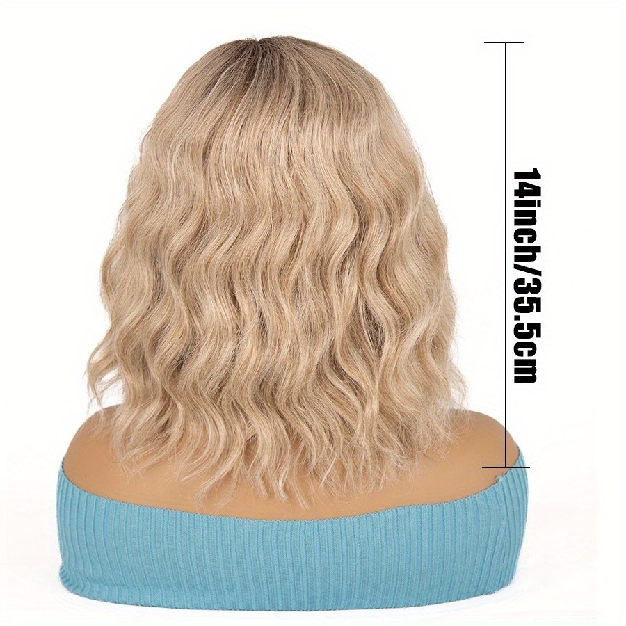 Blonde Gold Brown Short Natural Wavy Curly Blonde Wig Women’s Synthetic Hair