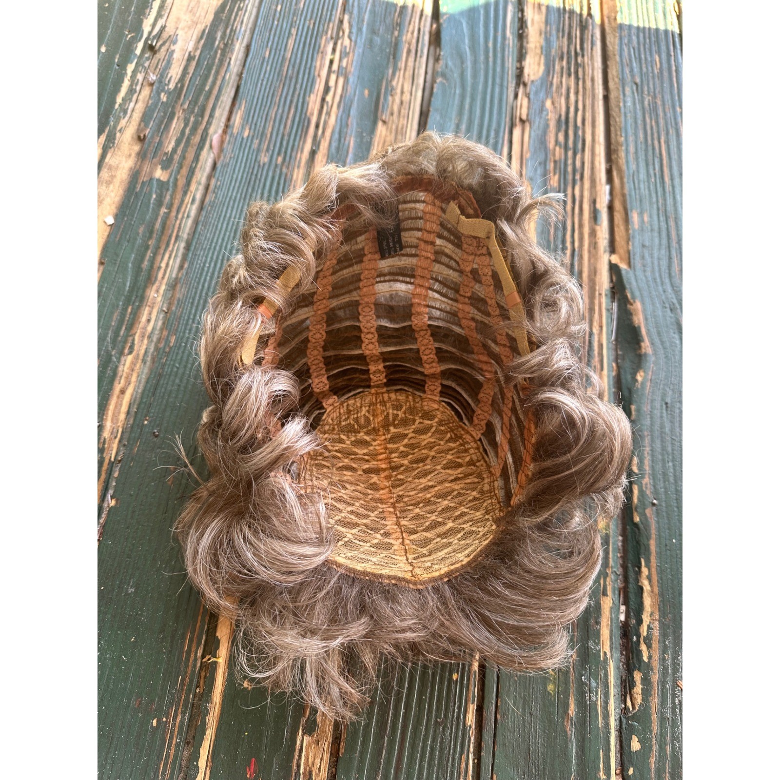 Salt and Pepper Curly Synthetic Wig Short Grey Brown RN48539 Modacrylic Fiber