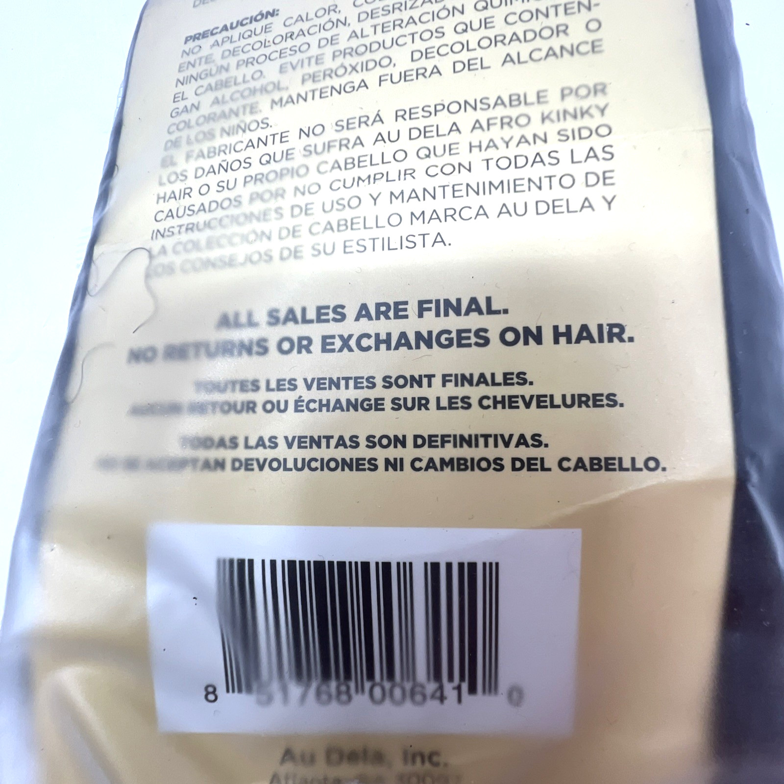 Au Dela Collection Afro Kinky Braid Hair, Kanekalon, Color 1, 70g