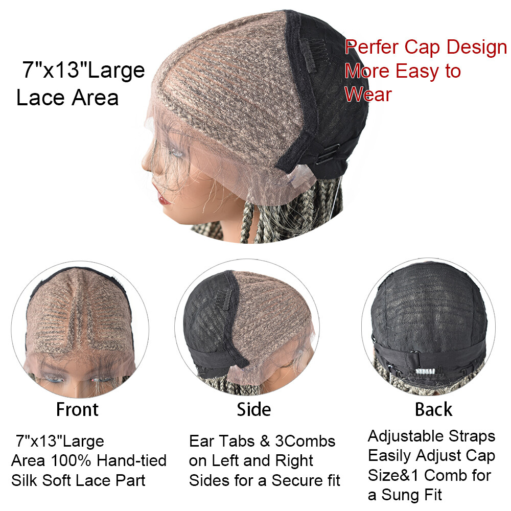 Micro Box Braids Women Wigs Baby Hair Swiss Lace Front Lightweight 30″ Long Hair
