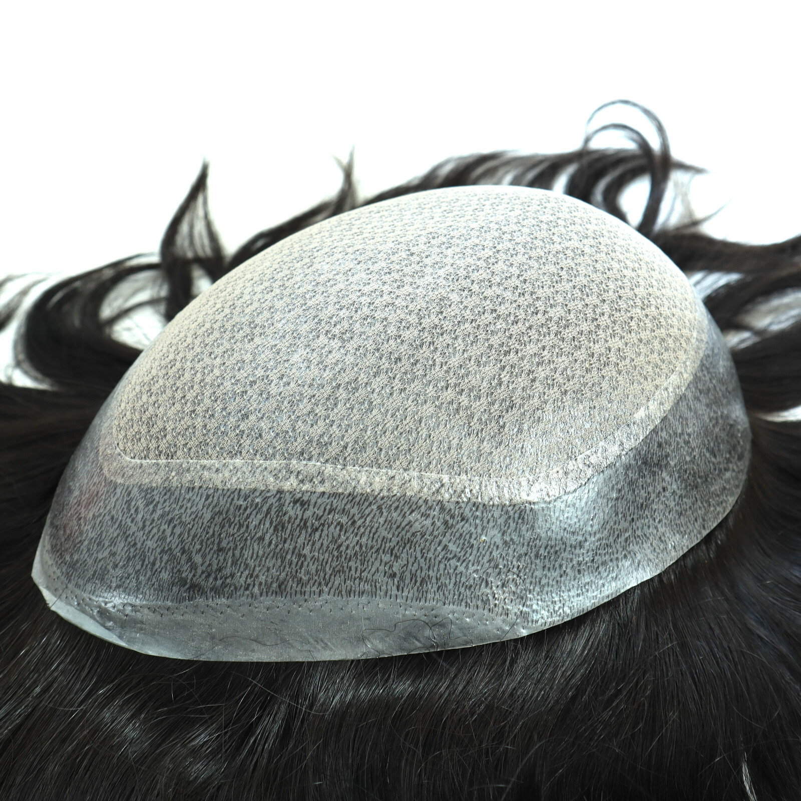 Mens Hair Replacement System Toupee Injection Skin Silk Lace Remy Hair Pieces