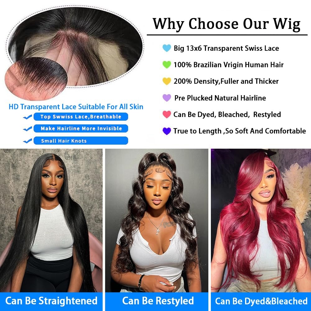 Xiayume Body Wave Lace Front Wigs Human Hair 200 Density 13X6 Hd Transparent