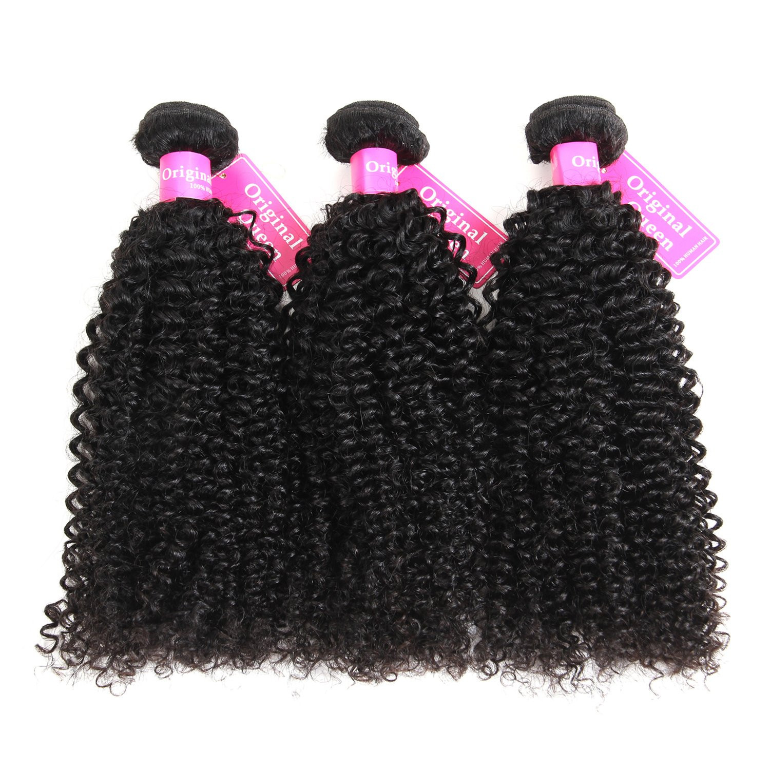100% Brazilian Unprocessed Virgin Kinky Curly Human Hair Weave 3 Bundles Deep Cu