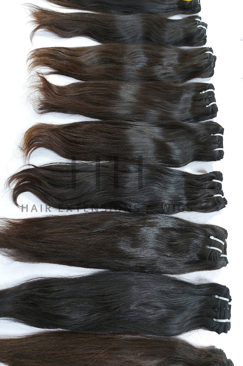 24 inch Indian Straight Human Hair Extensions, Raw unprocessed machine weft