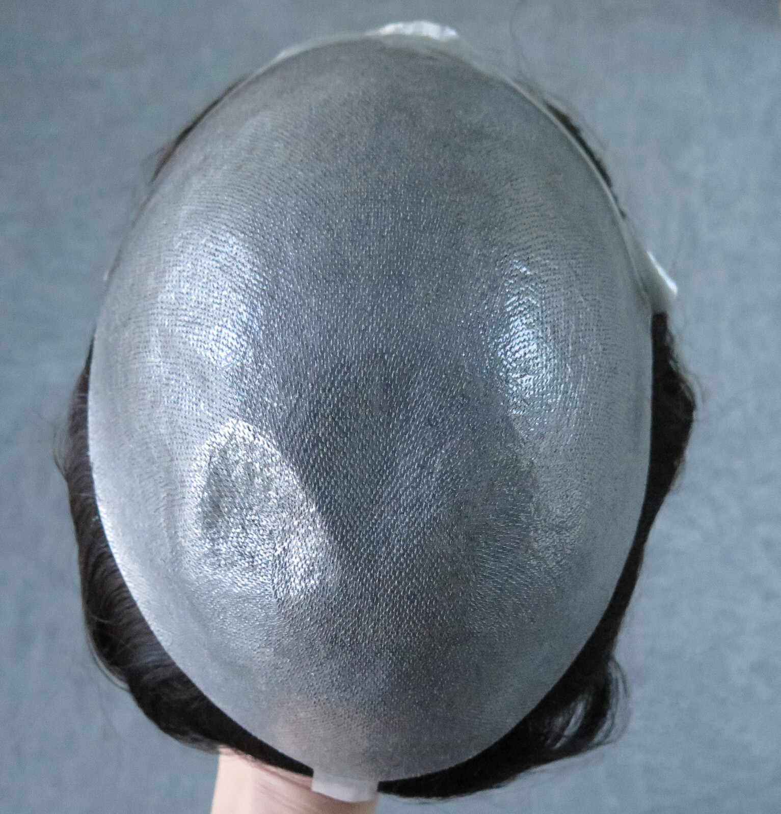 Mens Thin Skin Toupee Human Hair Replacement System Hairpiece BIO Dark Brown #2