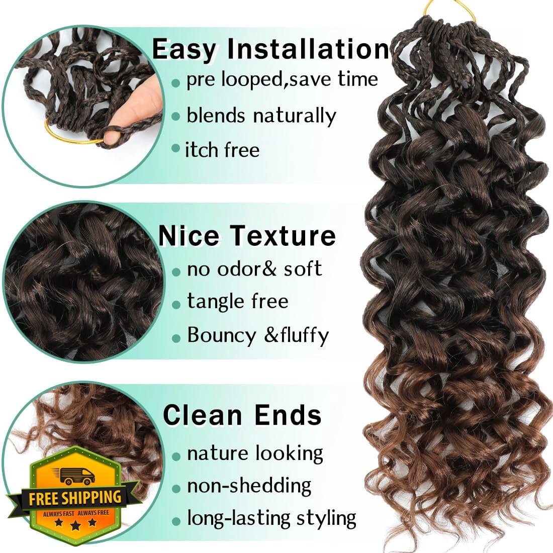 Agstgla 8pk 10 Inch Crochet Hair T30# Curly