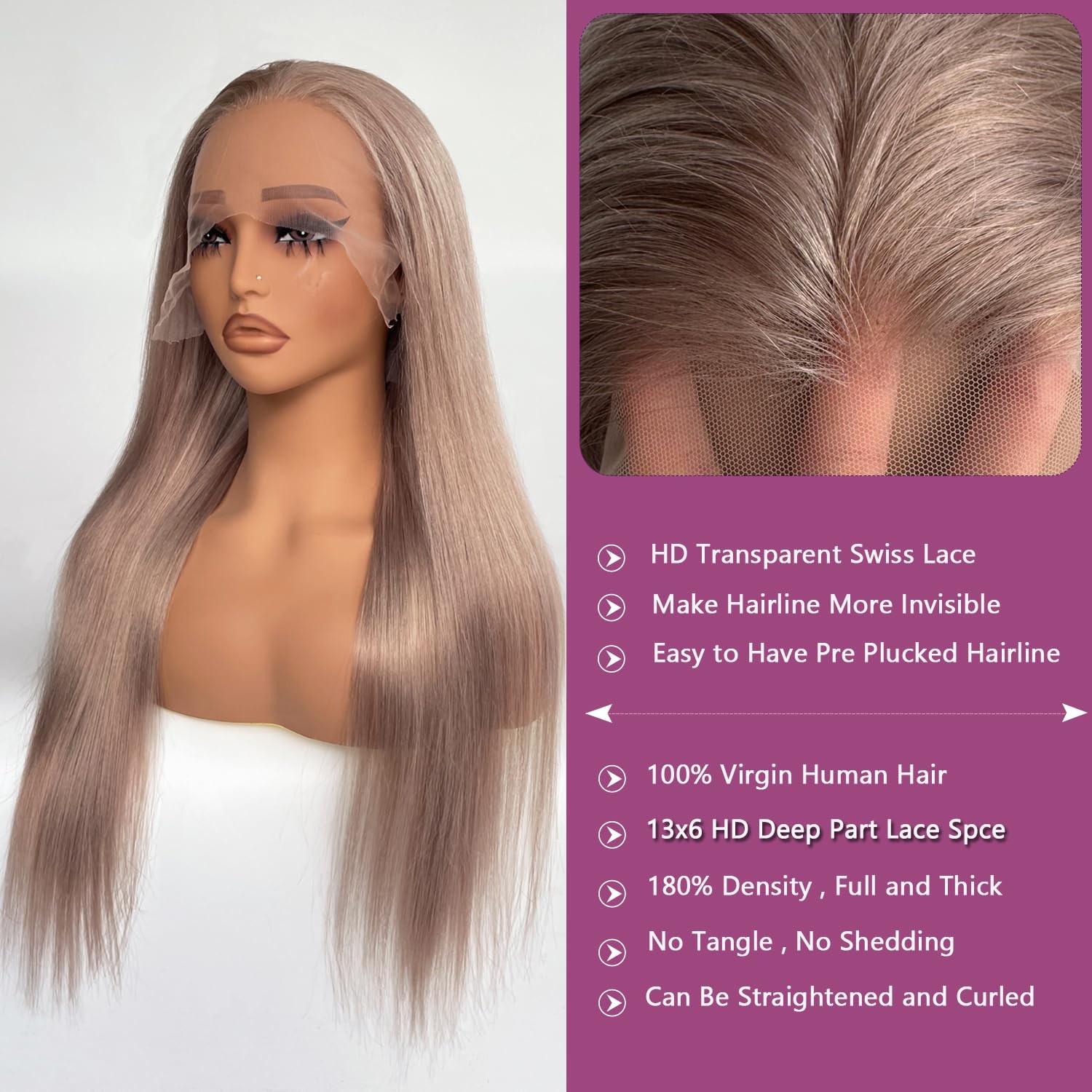 Ubetta Ash Blonde Wig Human Hair 13X6 Lace Front Wigs Human Hair Ash Blonde