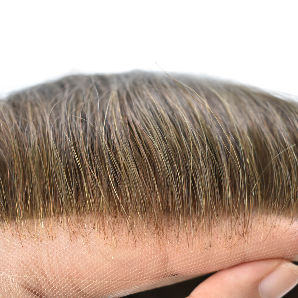 French Lace Front Mens Toupee Human Hair Piece System Wig Natural Breathable 7X9