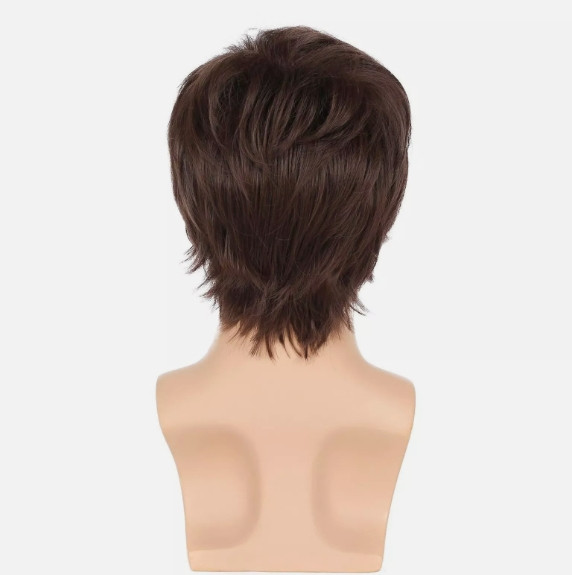6 Inch Human Hair New Short Dark Brown Layered Men’s Wig