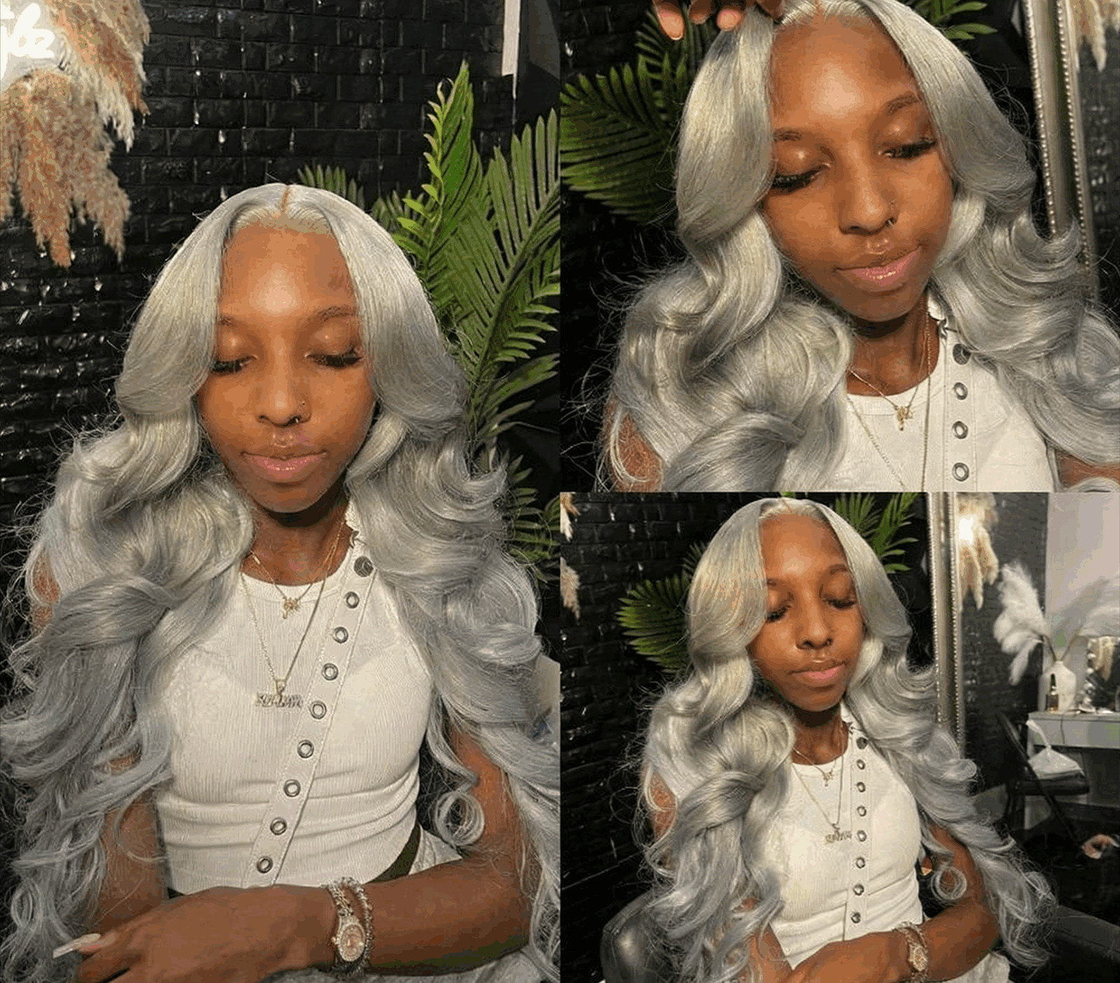 Cyan Blue Body Wave 13×6 Lace Front Wig Human Hair 613 Blonde Green Ombre WIg