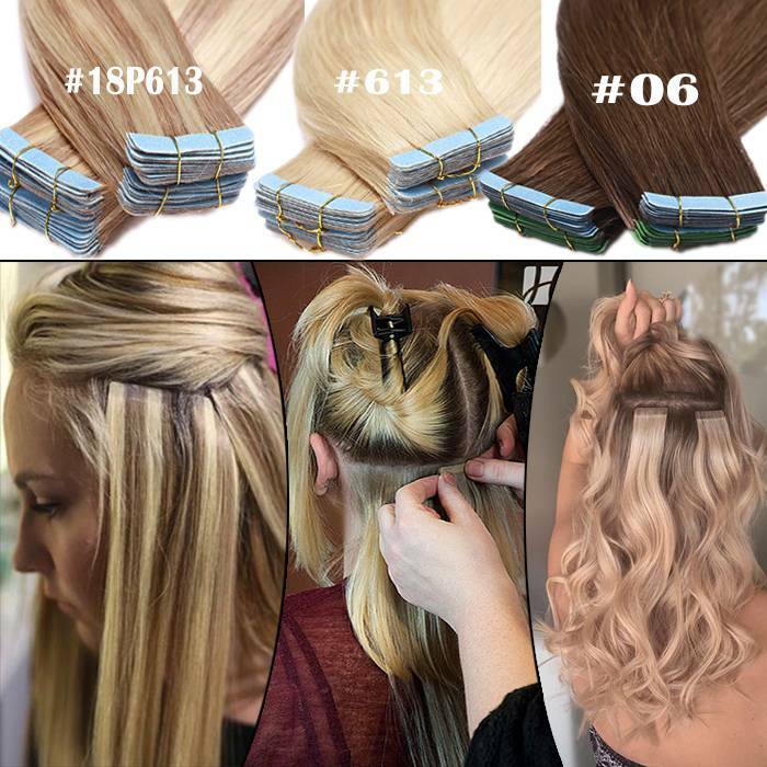 Body Wave 100% Human Hair Remy Virgin Russian Tape In REAL Hair Extensions Soft