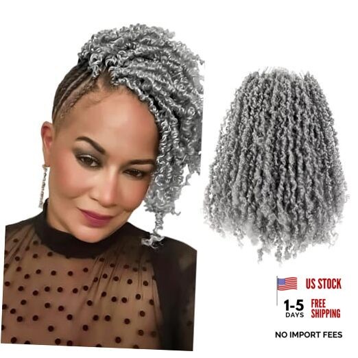 8 inch Yanky Twist Crochet Hair 10 Packs, Pre-looped 8 Inch (Pack of 10) Grey